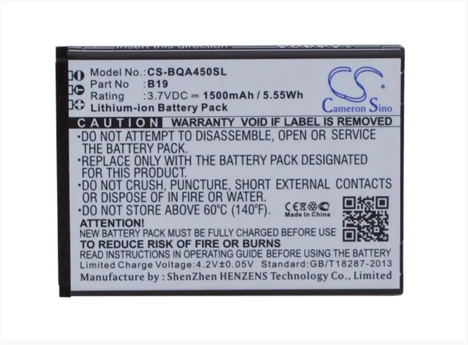 

Cameron Sino 1500mAh battery for BQ Aquaris 4.5 B19 BT-1950-259 Mobile, SmartPhone Battery