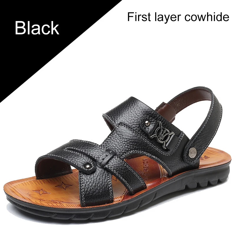 Сандалии мужские из натуральной кожи Повседневная летняя обувь сланцы 4