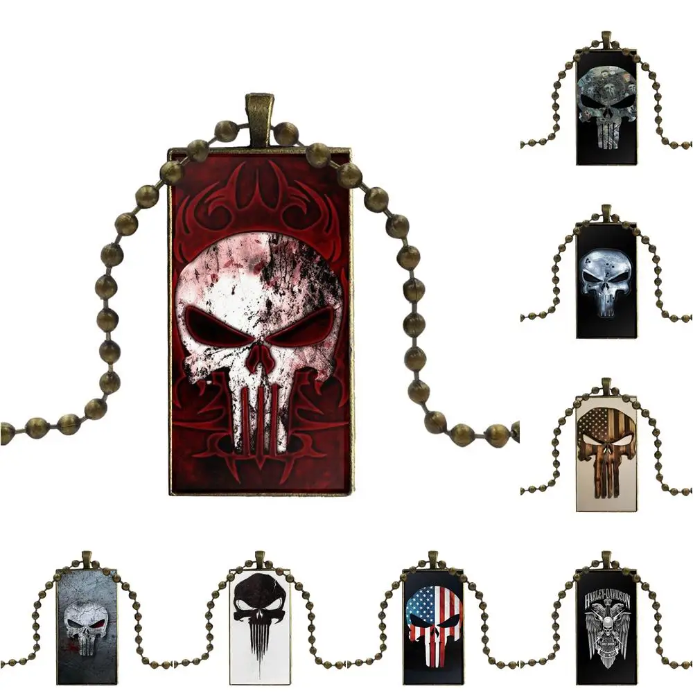 Крутое карательное ожерелье в виде черепа модное стеклянное кабошоновое с