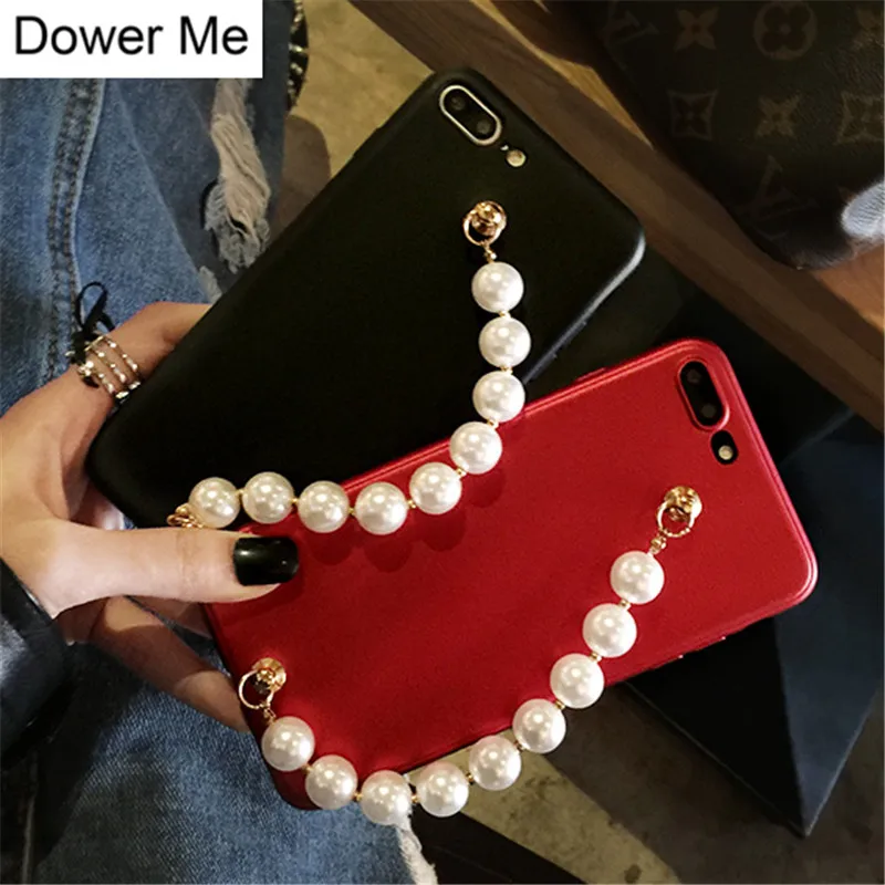 

Elegant Pearl Hand Chain Case Cover For Samsung Galaxy Note 20 10 9 8 S21 S20 FE Ultra S10E S10/9/8 Plus