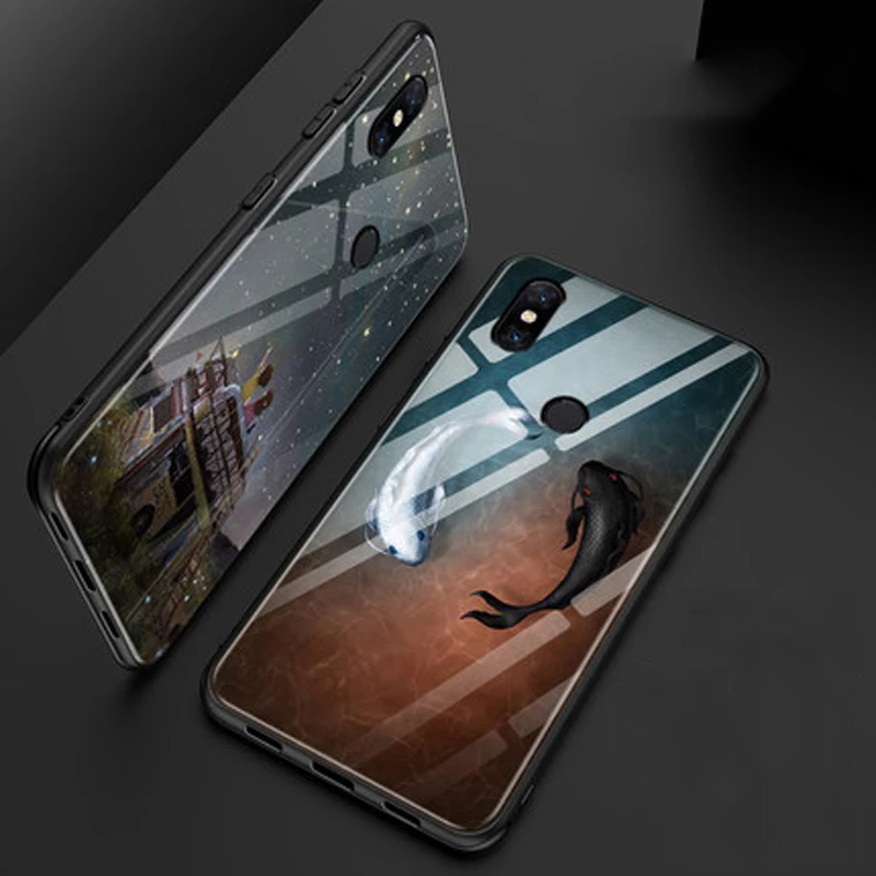 Чехол для Xiaomi mi 8 роскошный чехол из закаленного стекла + мягкая задняя крышка 6 21