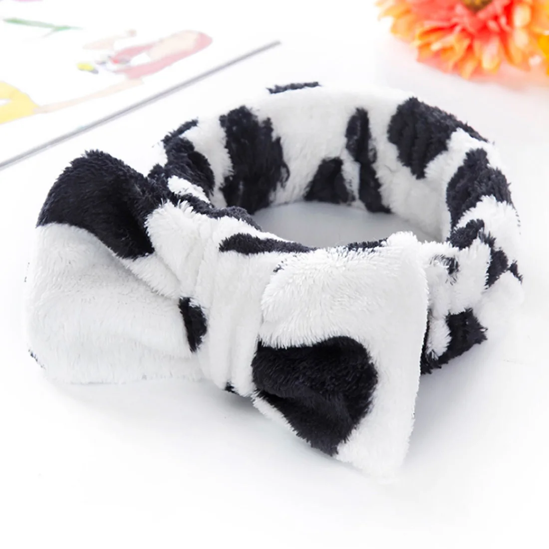 

Fashion Sweet Dot Striped Printed Plush Soft Bow Headbands Wash Face Hairband Women Hair Holder Turban Headband Hair Accessories