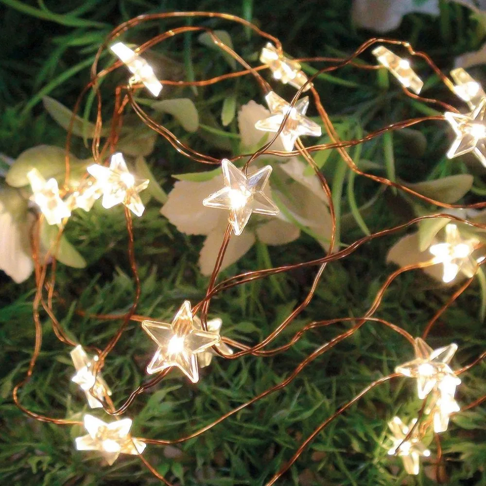 3M LED Star Copper Wire String Lights Fairy Christmas Wedding decoration Battery Operate twinkle lights | Лампы и освещение