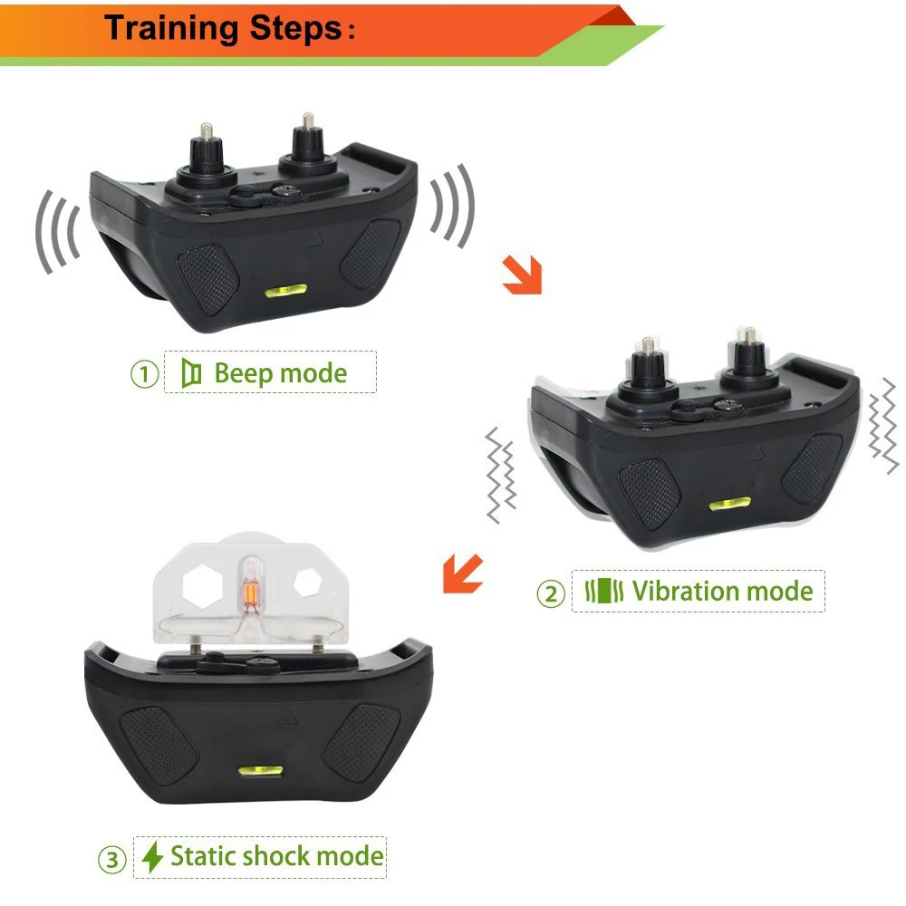 

PET618 Electric Collar 880 Yards Static Shock Vibration dog bark collar Waterproof dog collar For 2 Dogs