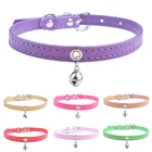 ошейник для собак Щенок ошейник для кошек Ошейники для маленьких собак Регулируемая Pet Ошейники с Bell для малых и средних кошки Размеры XXS XS, S фиолетовый черный, белый, розовый цвет