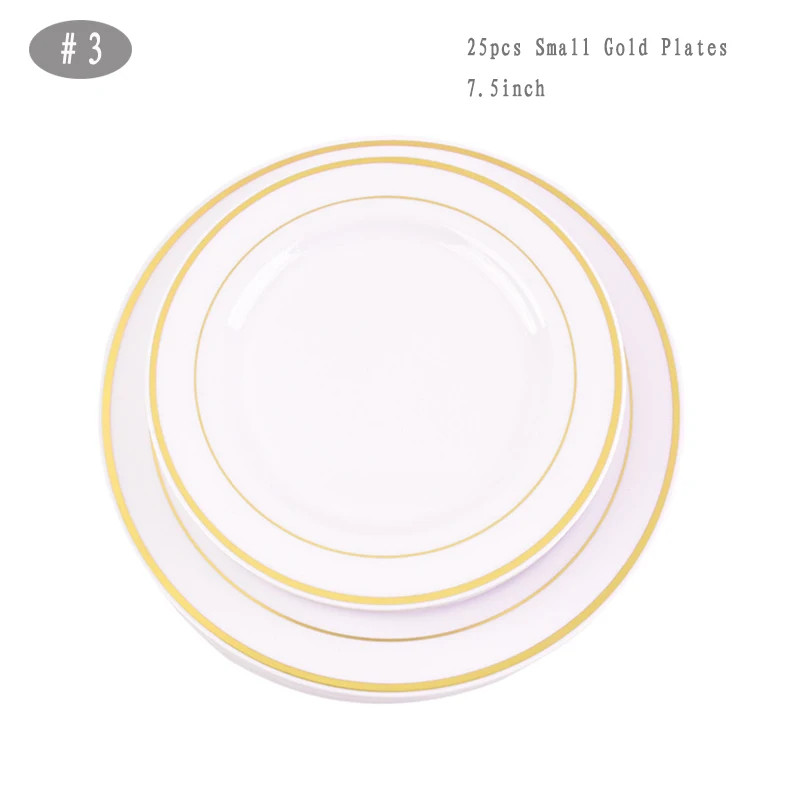 25Small Gold Plates1 Розовое золото 25 шт одноразовые пластиковые тарелки для посуды 1 шт скатерть 7 шт воздушный шар для свадьбы детский душ принадлежности для дня рождения - Цвет: 25Small Gold Plates1