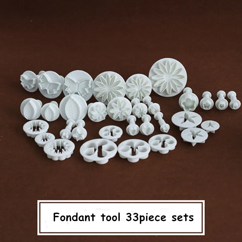 33 pieces sets Пластиковые формы для помадки для украшения тортов, инструменты для выпечки, формы для выпечки, набор форм для выпечки тортов, Аксессуары для выпечки - Цвет: 33 pieces sets
