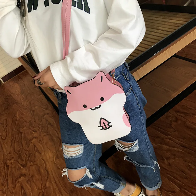 

Women Messenger Bags 2019 Mini Cute Contrast Color Cartoon Squirrel PU Single Shoulder Diagonal Femme Mobile Phone Purse LYS370