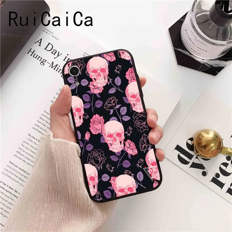 Ruicaica Цветочный Череп Модный Роскошный уникальный дизайн чехол для телефона iPhone 5