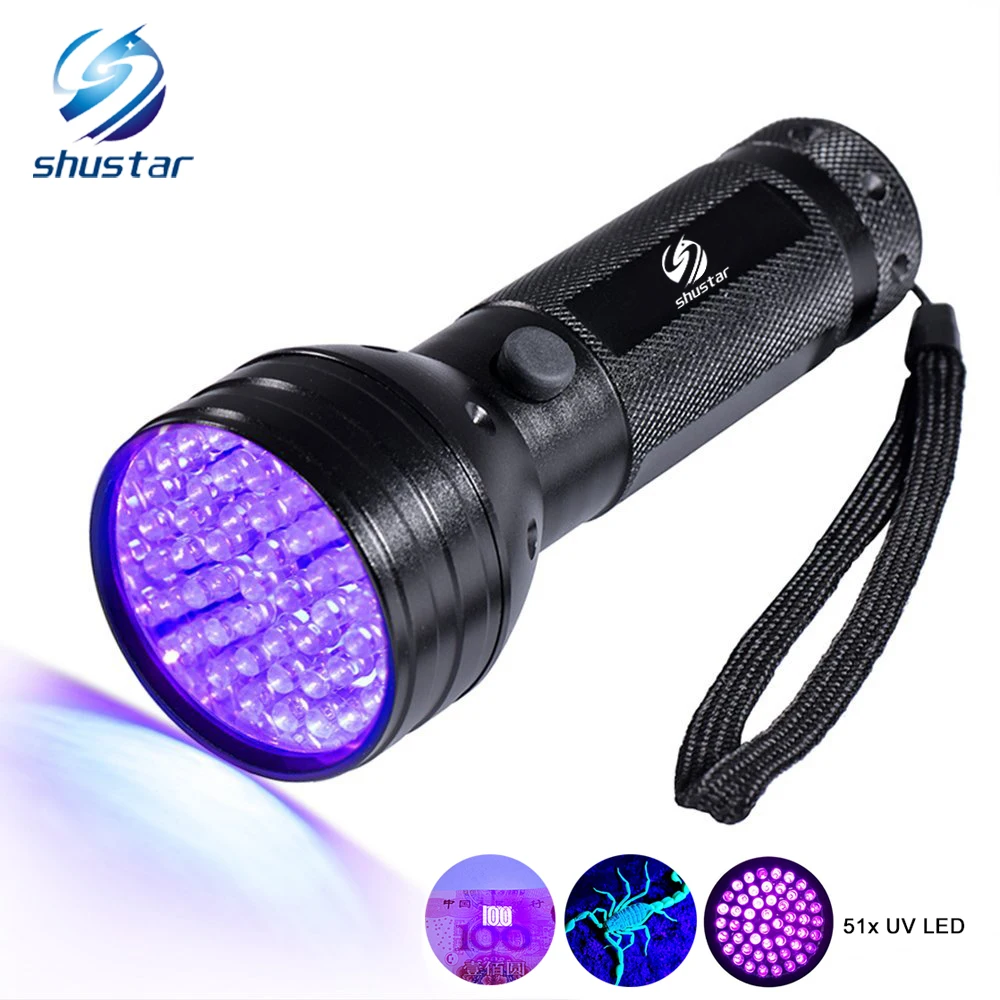 

Uv Led Flashlight 51 Leds 395nm Ultra Violet Torch Light Lamp Blacklight Detector for Dog Urine Pet Stains and Bed Bug