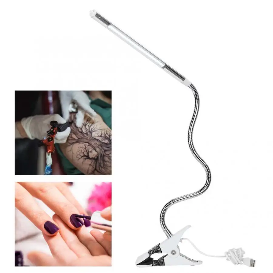 White Маникюрный Пылесос Портативный USB Светодиодная настольная с зажимом лампа Регулируемый Настольный свет для татуировки/маникюра/макияжа - Цвет: White