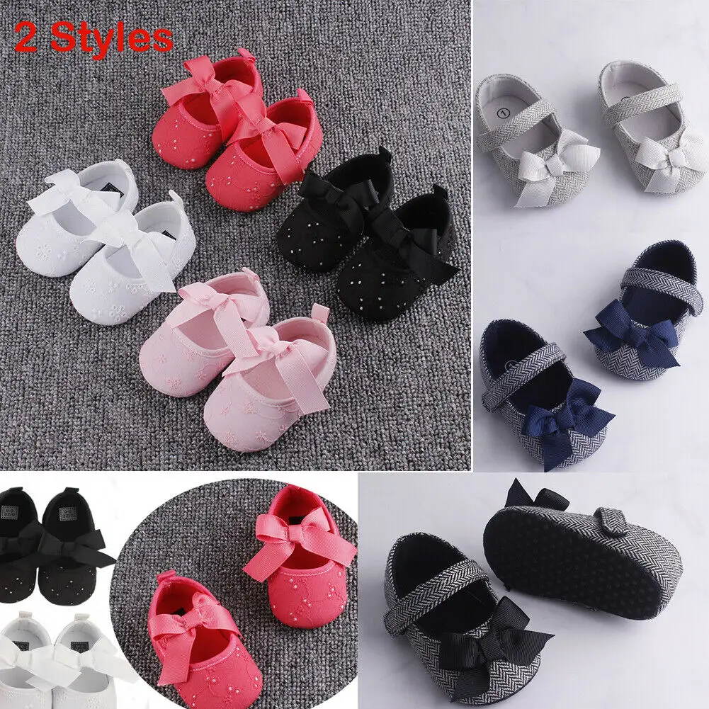 

Hot Toddler Girl Crib Shoes Newborn Baby Bowknot Soft Sole Prewalker Sneakers Cute Dot Flower Plaid First Walker 0-18M