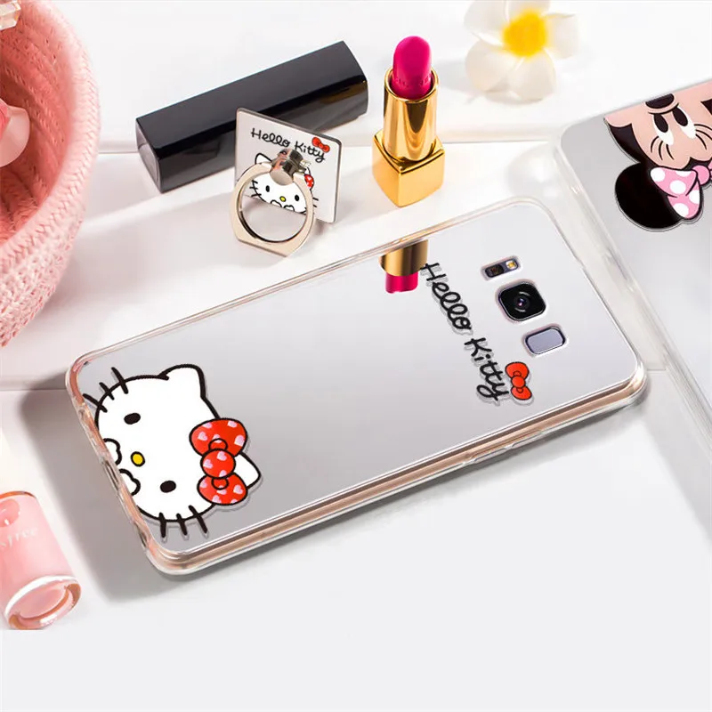 DAINIUER для iphone 6 6s 7 8 х зеркало с Микки Маусом Минни Hello kitty покрытие мягкий чехол