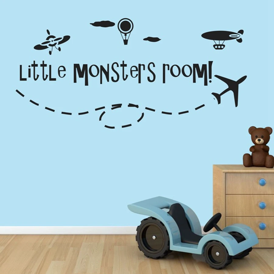 

Little Monsters Room Removable Vinyl Wall Art Sticker Creative Cartoon Plane Wall Decals For Children's/Boys Room Decoration