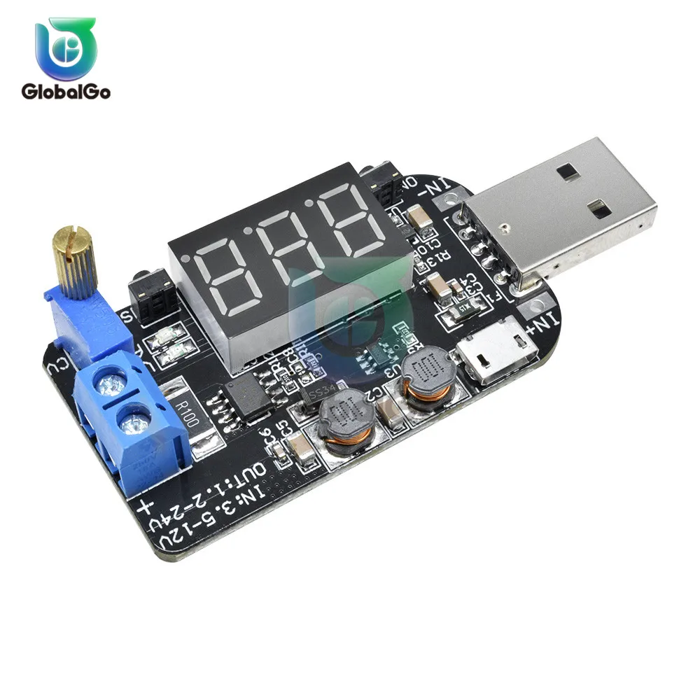 Цифровой USB Регулируемый Модуль ускорения понижающий/понижающий источник питания ток напряжение Регулятор модуль конвертер 5 В до 1-24 В
