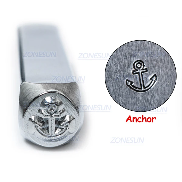 Anchor ZONESUN Якорные украшения штампованная металлическая Алфавит логотип стальные штампы для тиснения инструмент для маркировки пробойник для Золотого кольцо браслет ожерелье - Цвет: Anchor
