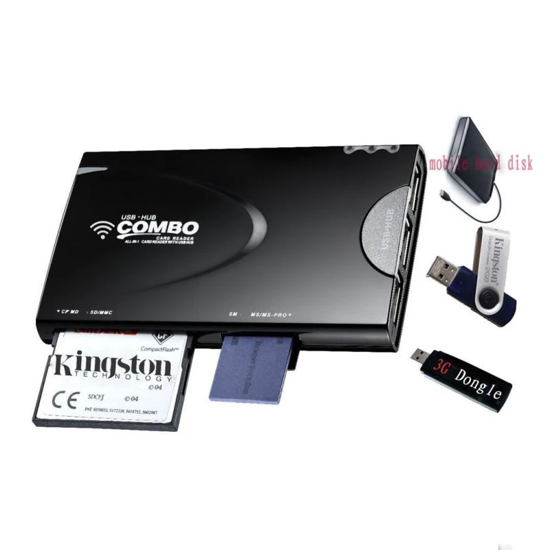 Беспроводной Wi Fi Card Reader 3 Порта USB Hub HD Г Маршрутизатор 1500 мАч Внешняя Батарея Банк