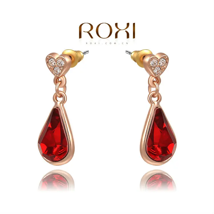 18K Gold Plated High Qulity CZ Latest Red Earring|earrings antique|gold filled hoop earringsearrings fish |
