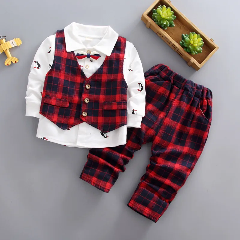 Baby boys Clothes Sets Spring Autumn Long Sleeve Cotton Vest +shirt + pants 3pcs Sport Suit for Kids 3 4 5 Years children outfit |