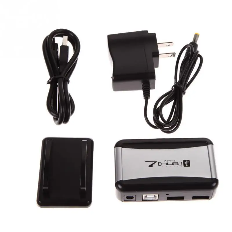 Usb-хаб адаптер питания переменного тока конвертер USB 2,0 прочный 7 портов Высокая скорость для ПК ноутбук концентратор Прямая поставка#0824 Новинка - Цвет: Silver US Plug