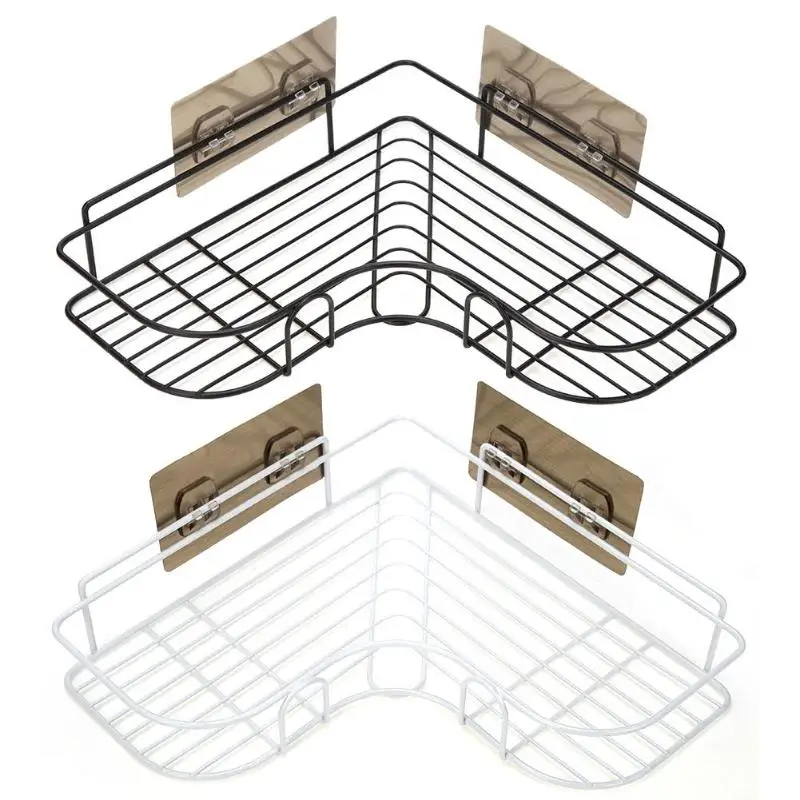 Kitchen Triangle Storage Organizer No Drilling Bathroom Shampoo Shower Shelf Corner Holder Corner Toilet Organizer