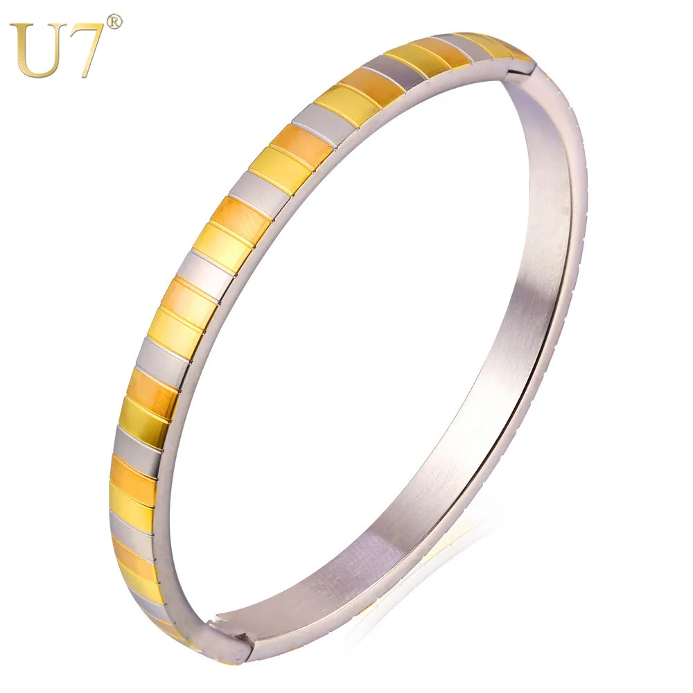 U7 Европейский Комбинированный Браслет Для Женщин Позолоченный и Нержавеющей