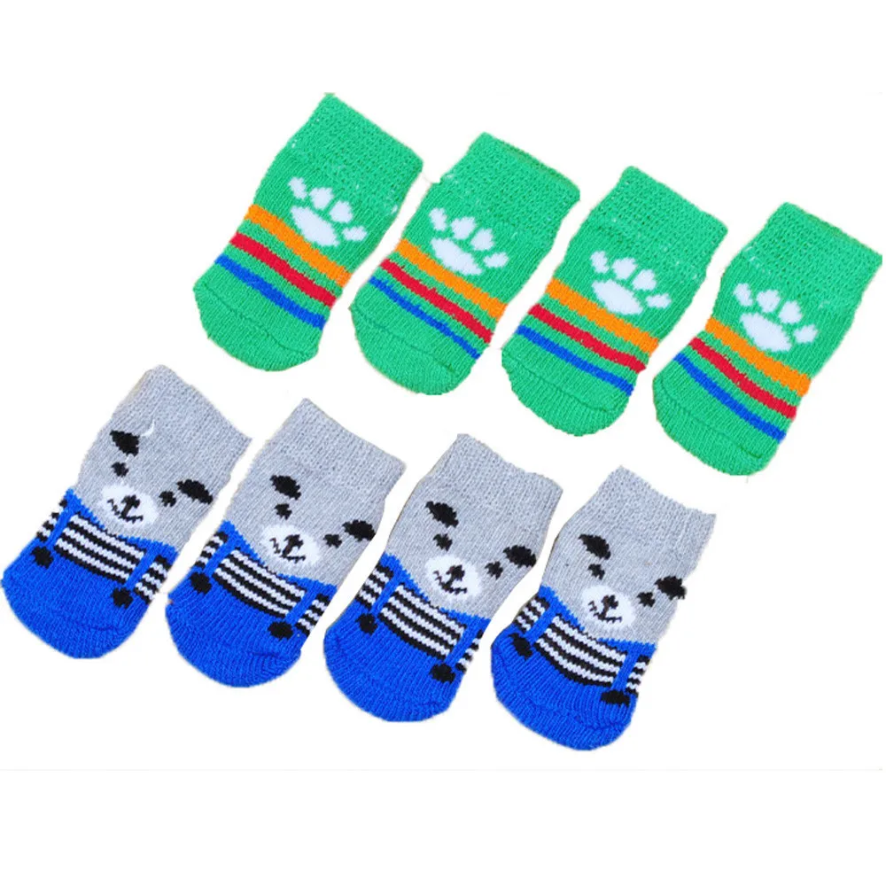 S/M/L/XL 4 шт. носки для собак милые Нескользящие Теплые Носки с рисунком собаки случайный#01