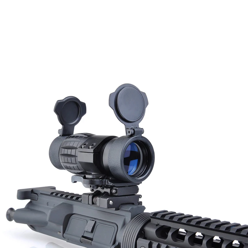 Optic Sight 3X Magnifier Scope Tactical Compact Hunting Riflescope Sights With Flip Up Cover Fit For 20mm Rifle Gun Rail Mount | Спорт и