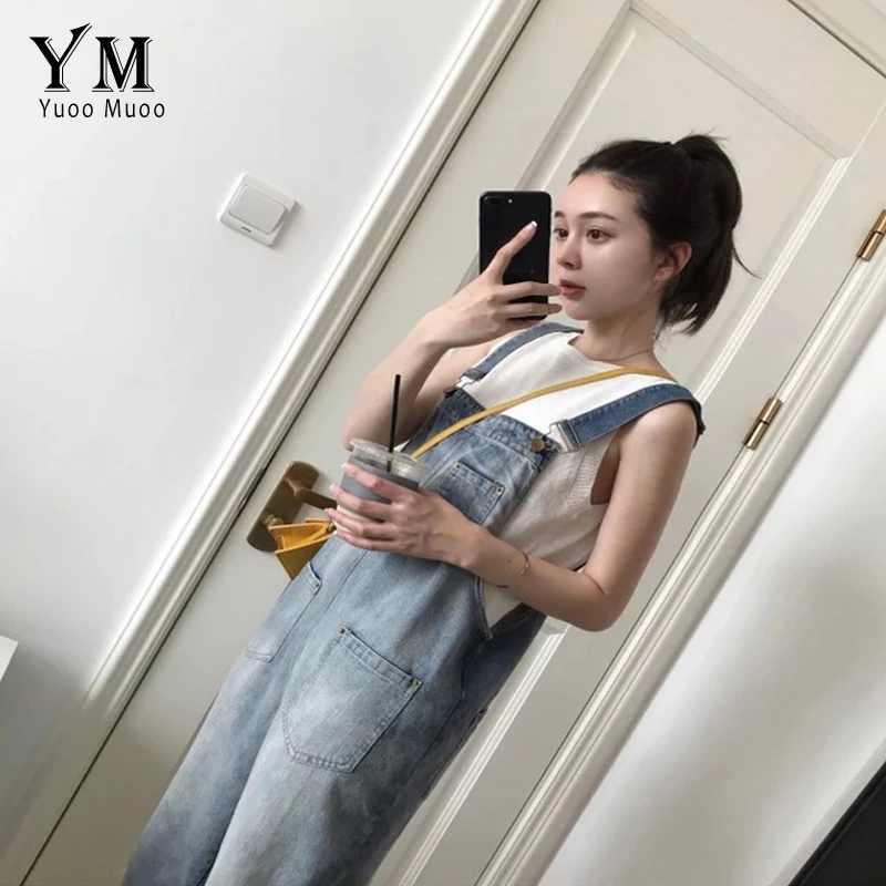 Женский джинсовый комбинезон YuooMuoo повседневный длинный модная уличная одежда
