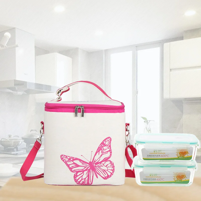 

Fashion Barrel Shaped Aluminum Fresh-keeping Heat Preservation Storage Bags Home Supplies Small Kitchen Handbag With Shoulder