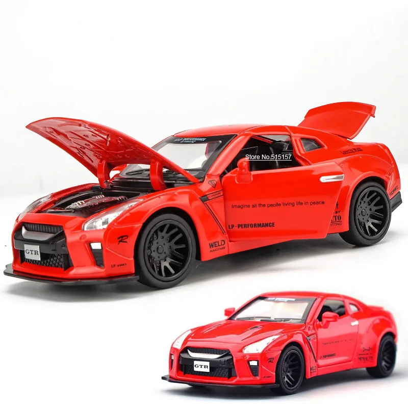 Red 1:32 miniauto diecasts gtr Игрушечная модель автомобиля Авто oyuncak игрушки для детей гоночный автомобиль спортивный гоночный GT-R LV-N148 - Цвет: Red