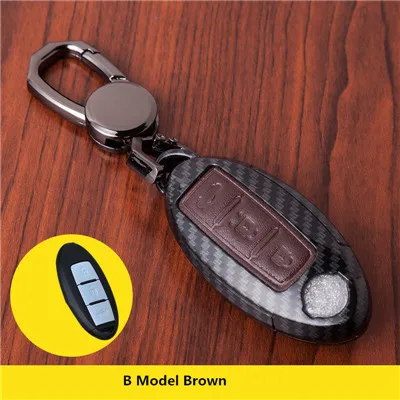A Model brown Карбоновый Автомобильный ключ чехол для Nissan Teana X-Trail Qashqai Livina Sylphy Tiida Sunny марта Мурано Geniss Juke Almera Максим - Название цвета: A Model brown