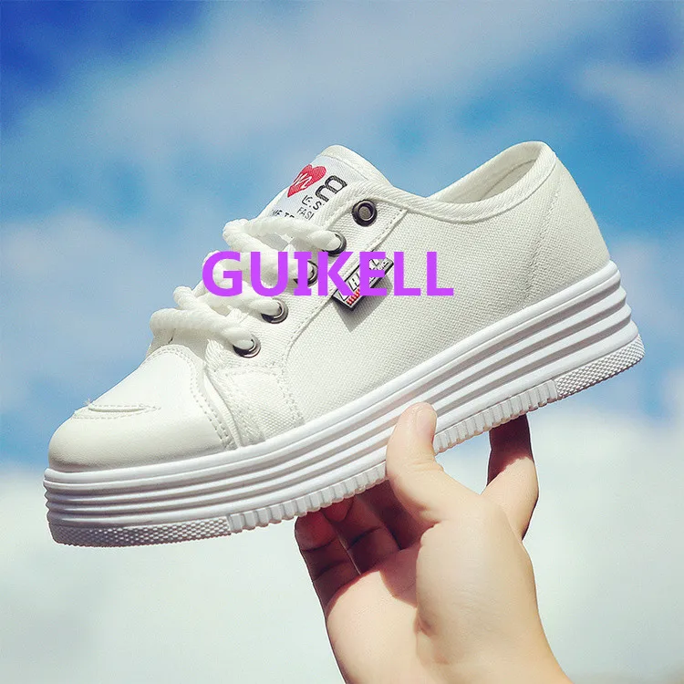Guikell 2017 Весна Лето Новая обувь Горячая подошве уличные белые парусиновые туфли
