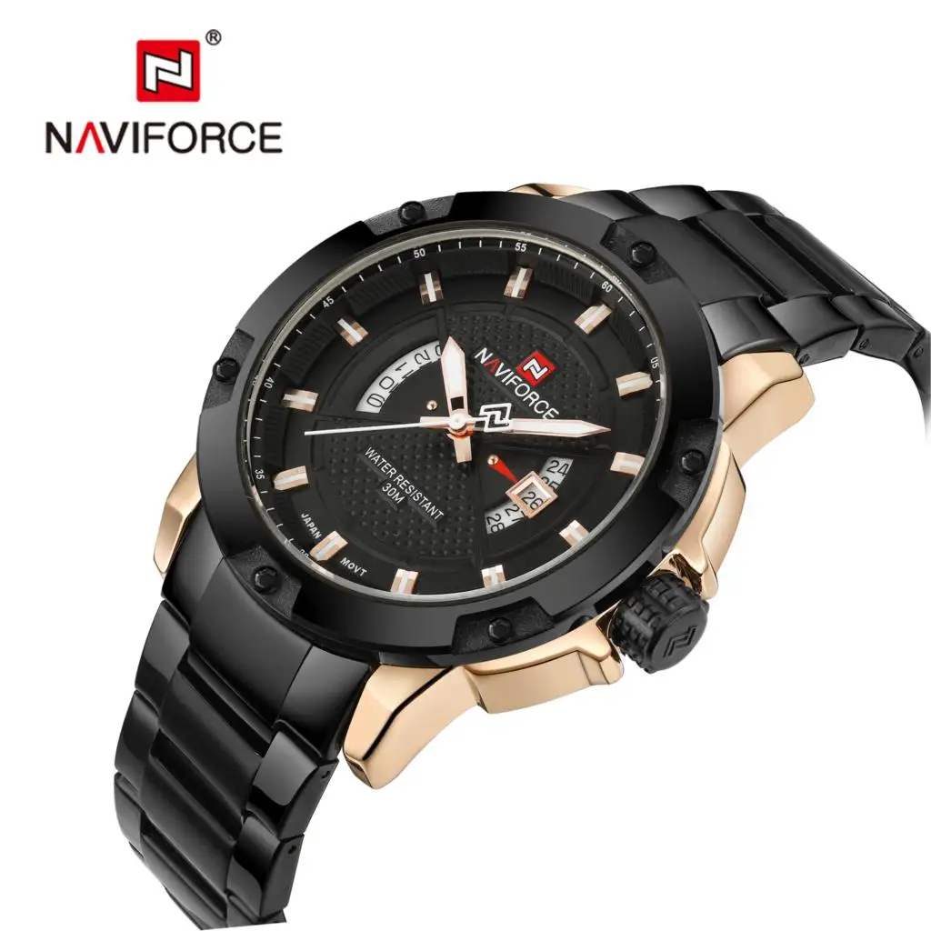 Мужские часы Топ люксовый бренд NAVIFORCE мужские полностью стальные часы кварцевые часы Аналоговые водонепроницаемые спортивные армейские военные наручные часы