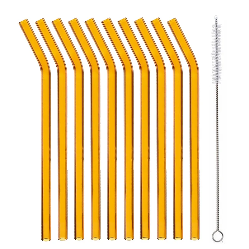 10 шт из особо тонкого гнутого стекла прямой изгиб питьевого соломинки