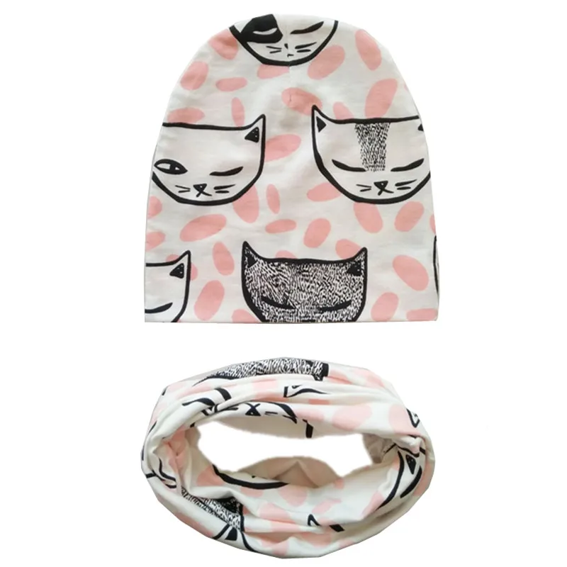 Новый хлопковый шарф + шапка комплекты для малышей до 3 лет Зимние Теплые