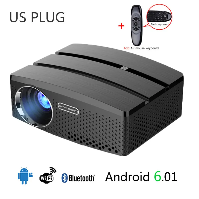GP80UP EU add mouse GP80/GP80UP проектор HD светодиодный мини USB HDMI портативный проектор для домашнего кинотеатра 1080P кинопроектор(опционально Android 6,0 wifi - Цвет: GP80UP EU add mouse