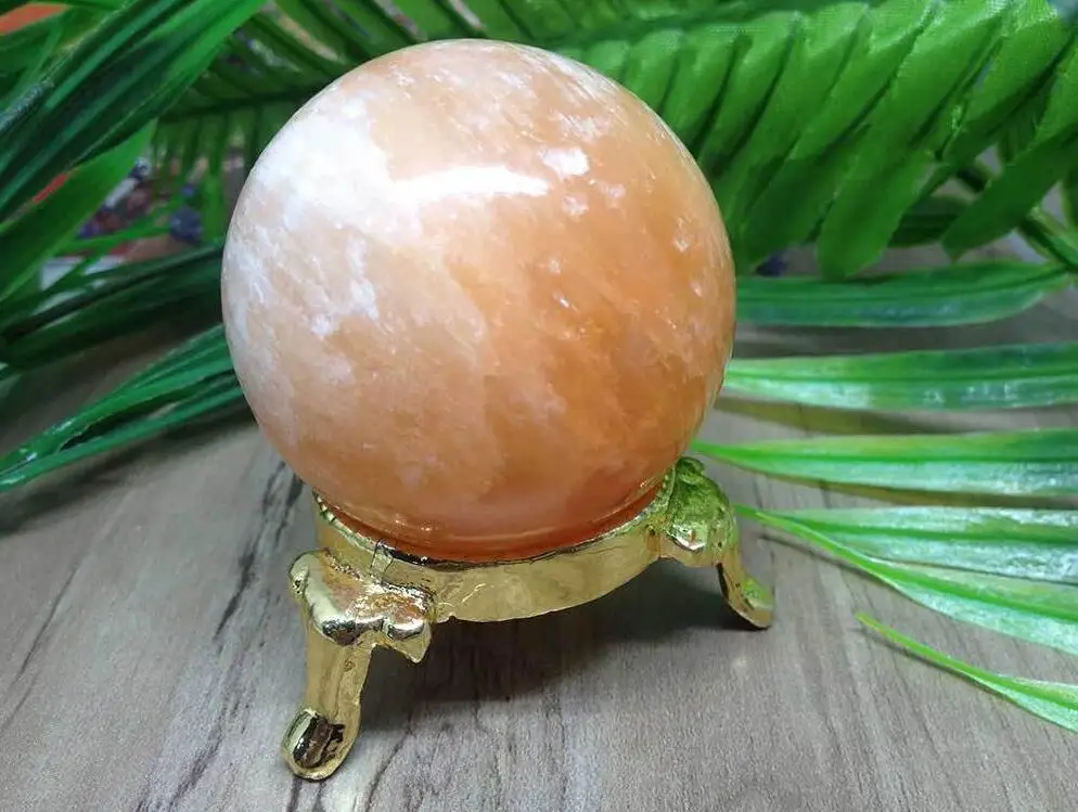 Оранжевая селенитная Сфера идеально подходит для исцеления кристаллов | Дом и