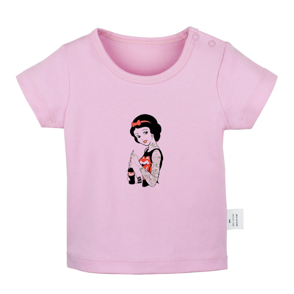 Stained Glass Cartoon Princess Snow White Design Newborn Baby T-shirts Toddler Graphic Solid Color Short Sleeve Tee Tops |