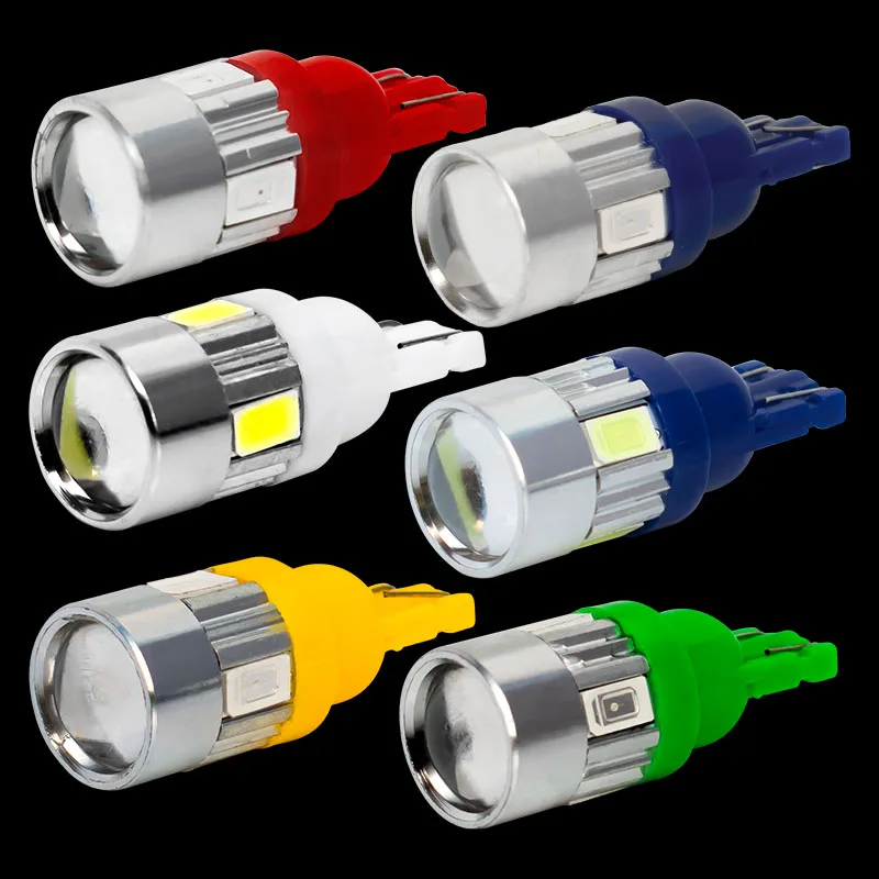 T10 501 супер яркая 6 SMD 5630 Светодиодная линза для проектора авто клиновидная лампа