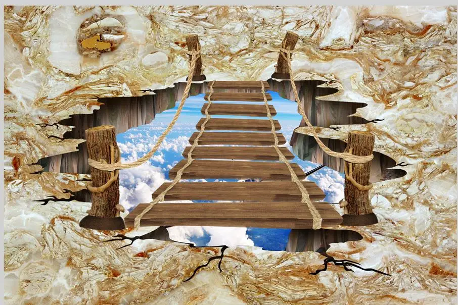 Настенные обои 3D стереоскопический наружный деревянный пол ПВХ