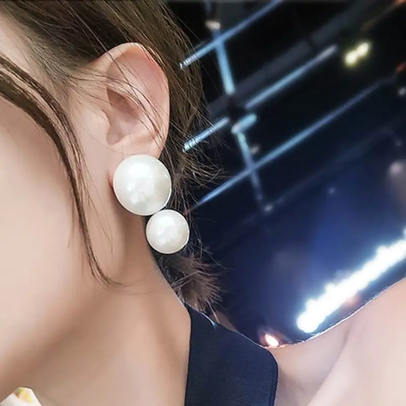 

New Big Simulated Pearl Earrings For Women Wedding Party Elegant Long Pendientes Statement Trendy Jewelry Bijoux