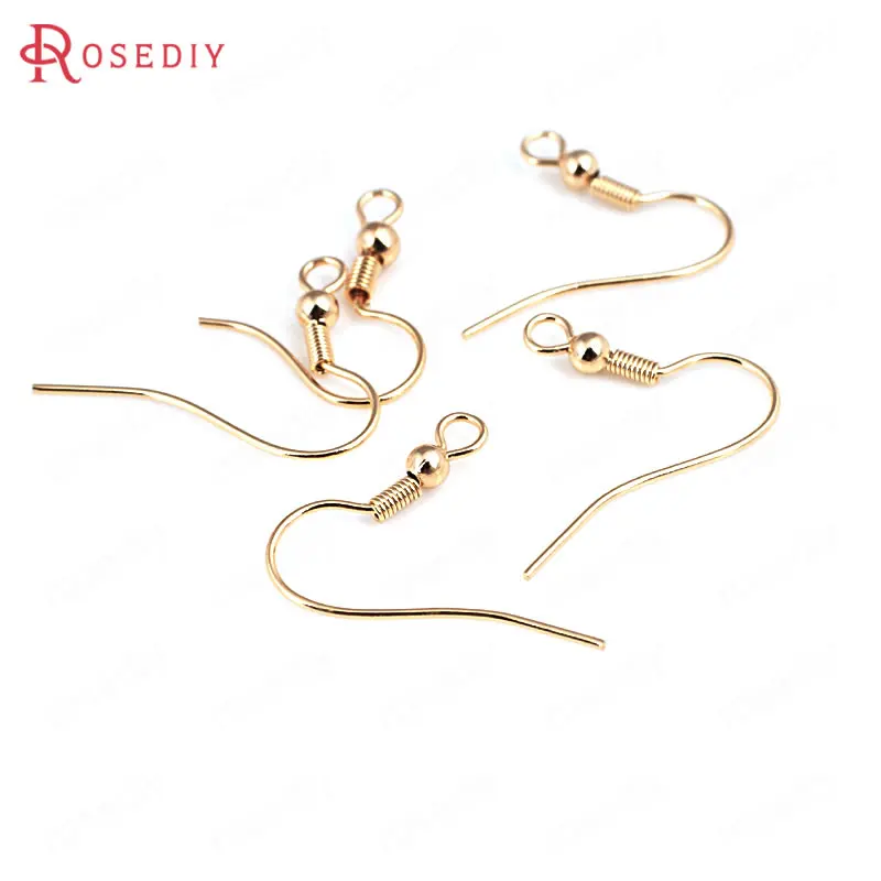 Латунные серьги Крючки с бусинами и пружиной 12 шт. 15 х18 мм|earring hooks|gold plated earring hooksbrass