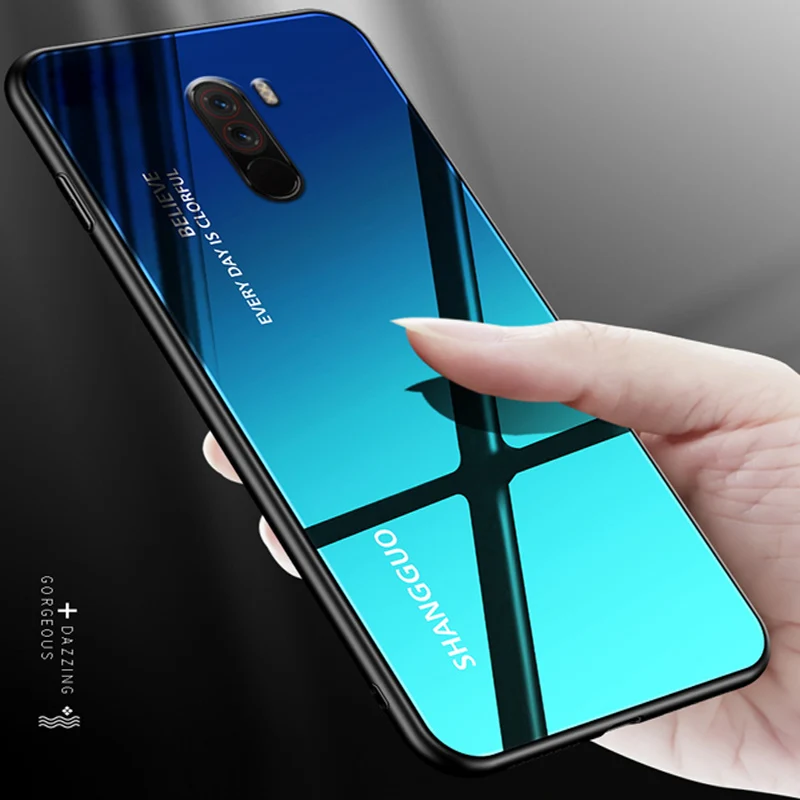 Стекло для xiaomi mi Pocophone F1 чехол PocophoneF1 телефонные чехлы градиент закаленная