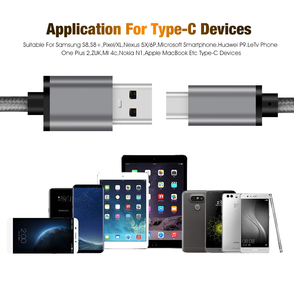 Премиум USB C 3 м 2 м USB3.1 Gen1 кабель к A Для samsung Note9 huawei P20 поддержка 60 Вт 3A QC 3,0 зарядка USB C к USB A