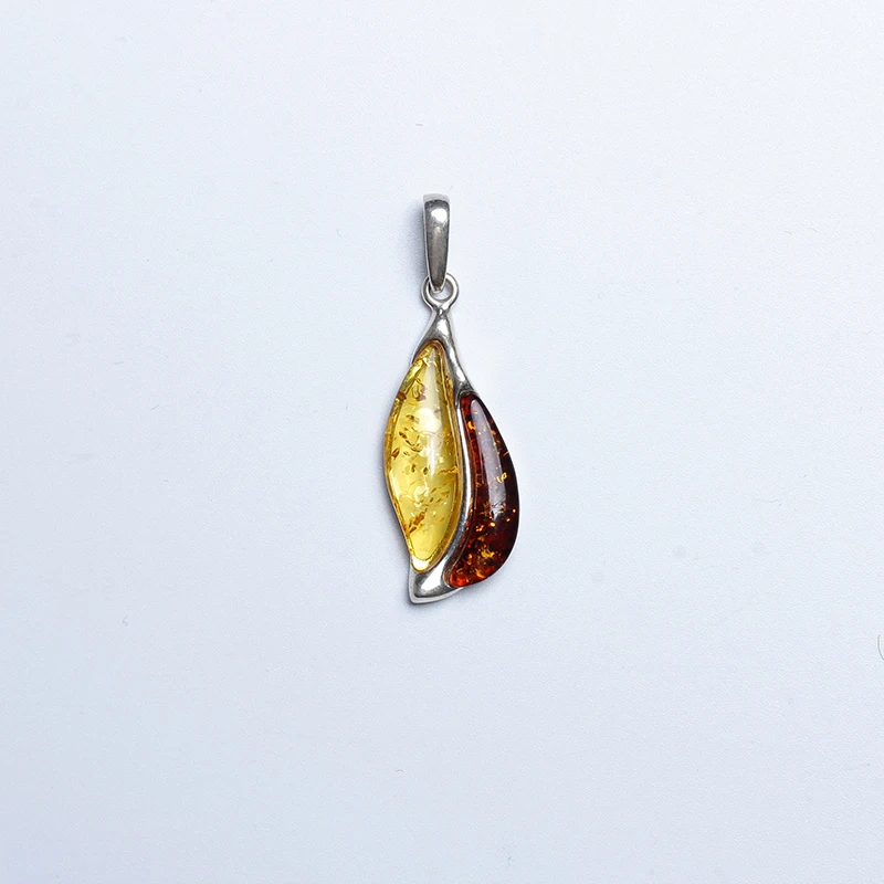 JIUDUO 925 Sterling Silver Amber Pendant Necklace Classic Natural Women's Long Yellow and Red Necklaces | Украшения и
