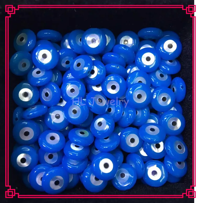 

100 шт./лот оптовая цена 8 мм синий глаз Круглый Оболочка Швабра бусины для DIY ювелирных изделий