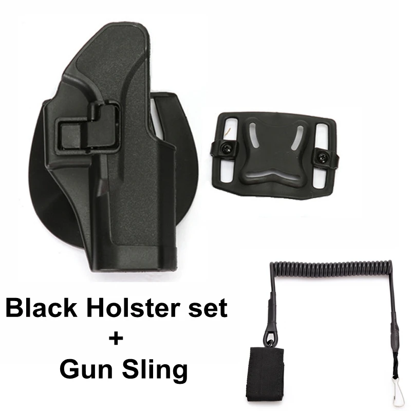 holster add sling bk Черный загар зеленый тактический страйкбол пистолет Глок кобура открытый охотничий ремень пистолет кобура для Glock 17,19, 22,23, 31 - Цвет: holster add sling bk