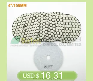 Diatool 7 шт. 100 мм грит#100 diamond сухой Полировальная Подложка для Гранит и Мрамор, 4 дюйма Шлифовальный диск для камень без воды