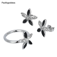 flower earrings and rings three color can select nice jewelry free ship